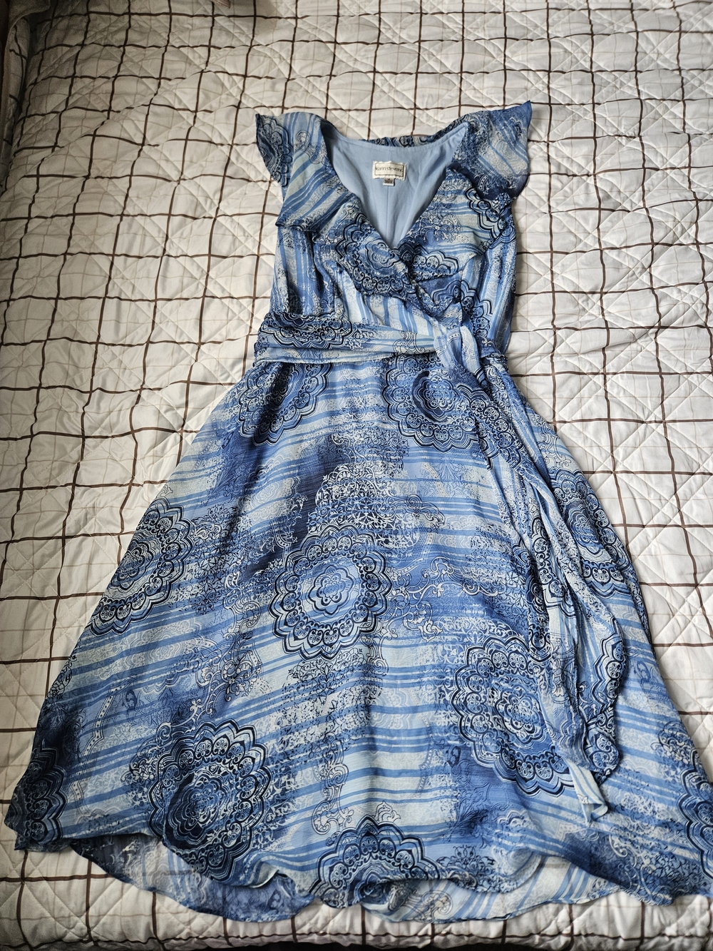 Blue Floral Wrap Dress - Karin Stevens